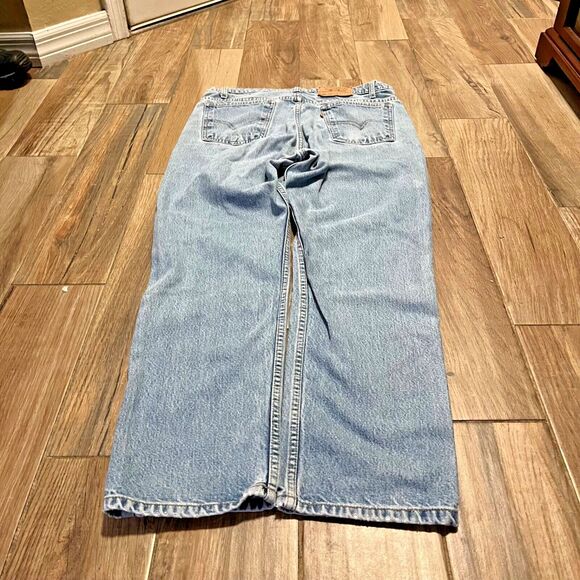 Vintage 90s Distressed Levis 505 Orange Tab Regular Straight Leg Jeans 35 x 30 - Picture 4 of 14